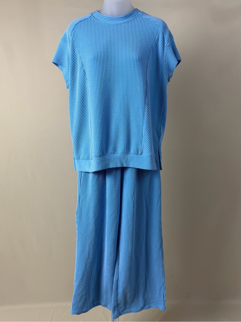 Blue Ribbed Two-Piece Set - Women